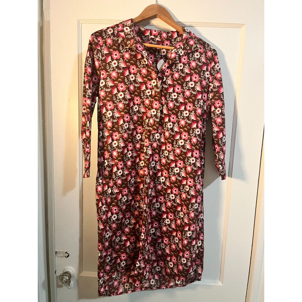 J. Mclaughlin Berlin Dress Nwt Xs Coffee Pink Mountain Floral